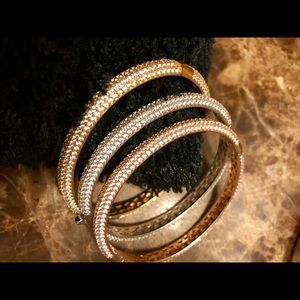 Bangle bracelets set CZ rose gold,gold,silver